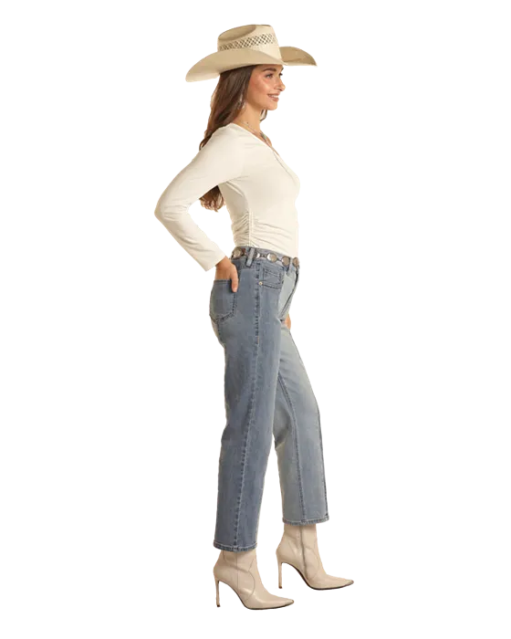 Panhandle Slim® Women's Rock N Roll Two Tone Crop Denim Jeans