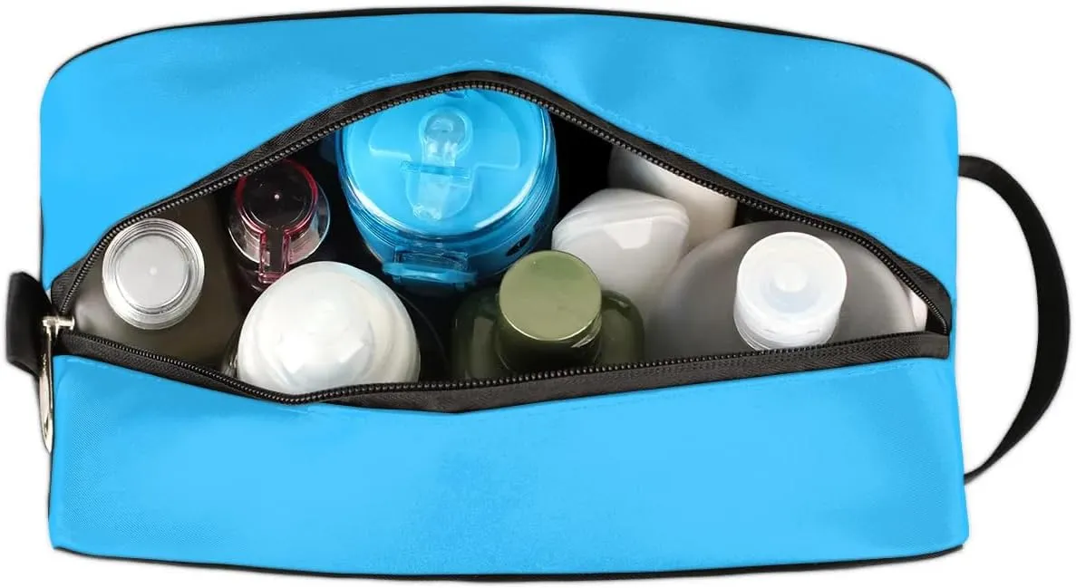 Personalized Floral Monogrammed Toiletry Bags for Women Custom Initial Letter Waterproof Cosmetic Makeup Bags Storage Bags with Handle for Bathroom Travel Work, Blue