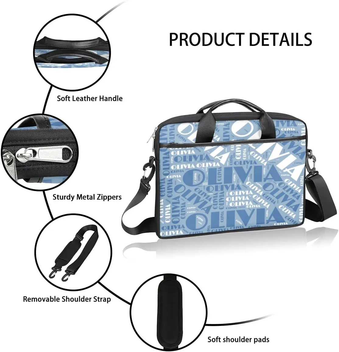 Personalized Laptop Bag Case Briefcases for Men Women, Computer Cases for Laptops, Tablet Shoulder Bag Carrying Case