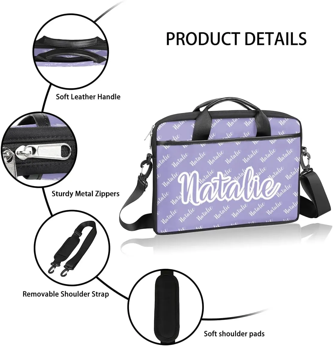 Personalized Name Laptop Bag Case Briefcases for Man Woman, Custom Computer Cases for Laptops, Tablet Shoulder Bag