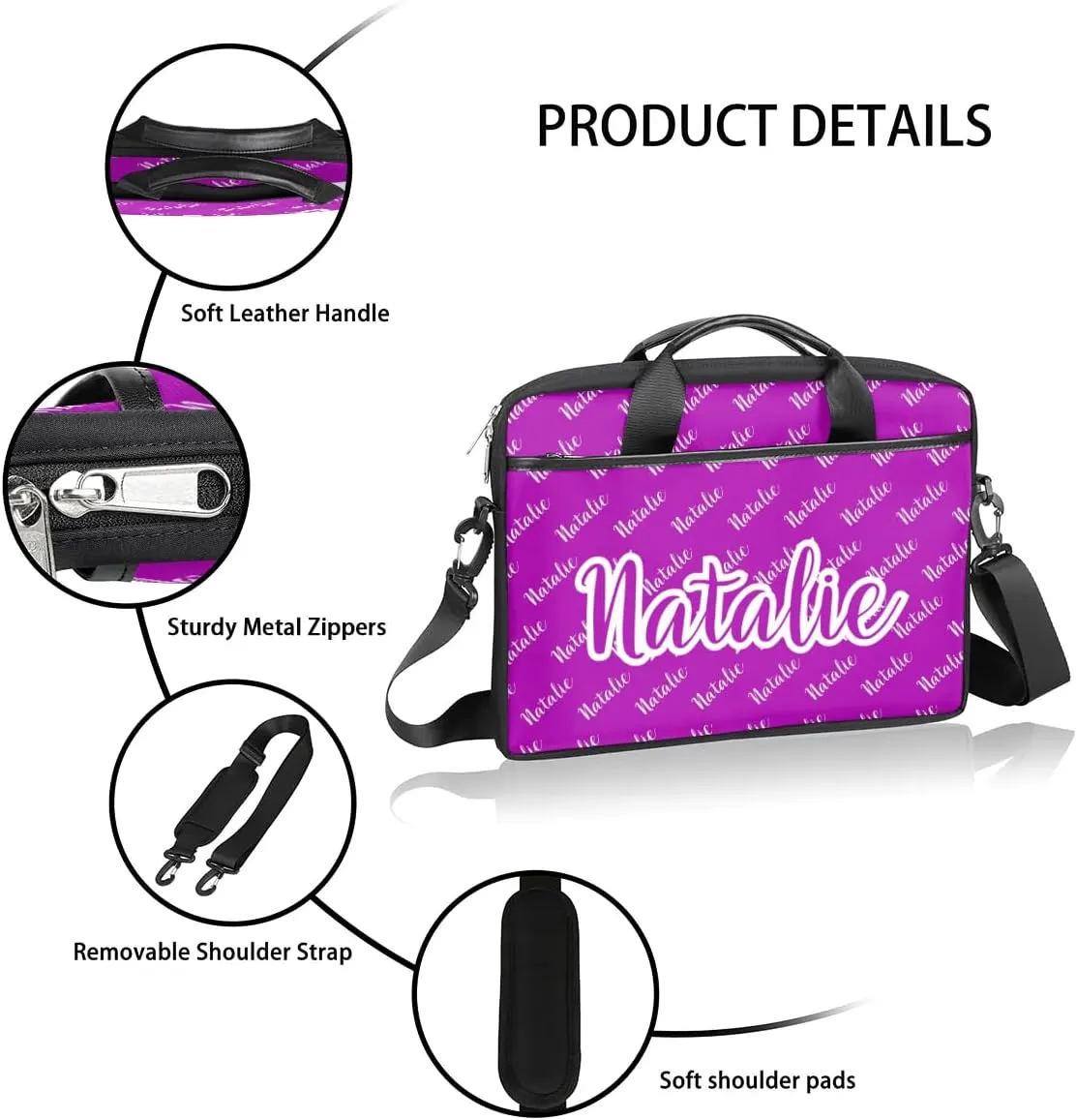 Personalized Name Laptop Bag Case Briefcases for Man Woman, Custom Computer Cases for Laptops, Tablet Shoulder Bag