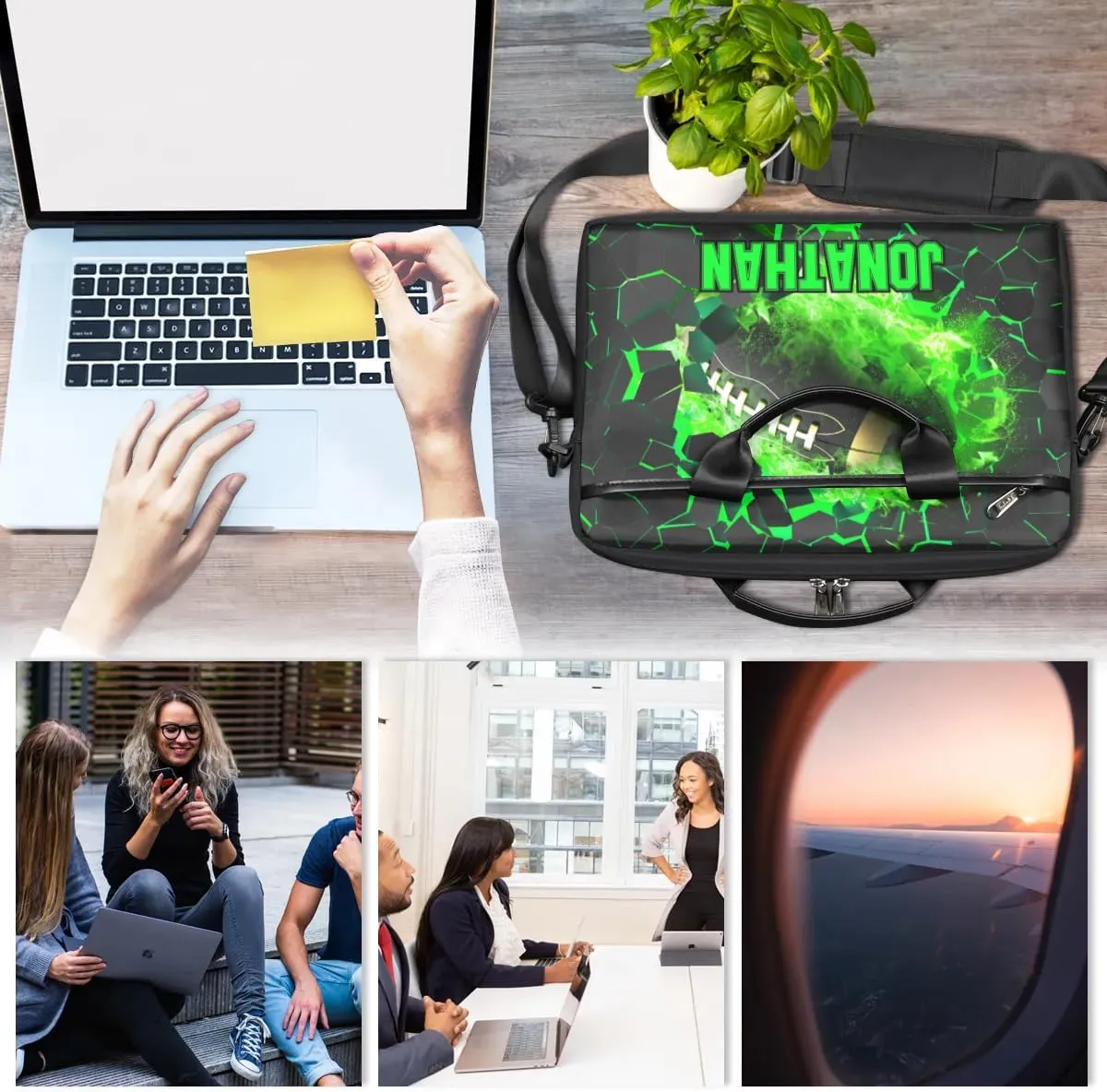 Personalized Soccer Laptop Bag Case Briefcases, Custom Computer Cases for Laptops, Tablet Shoulder Bag Carrying Case