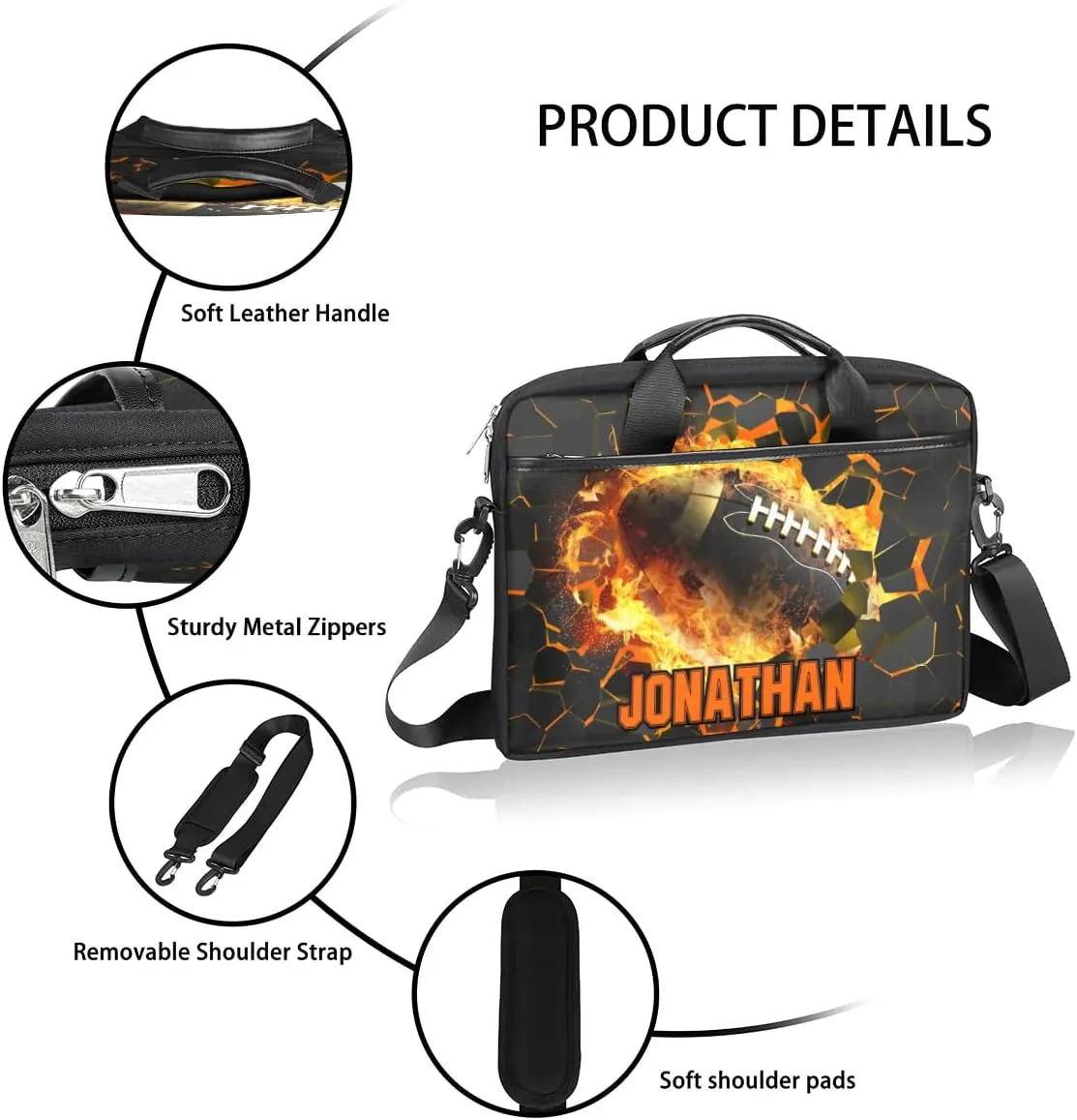 Personalized Soccer Laptop Bag Case Briefcases, Custom Computer Cases for Laptops, Tablet Shoulder Bag Carrying Case