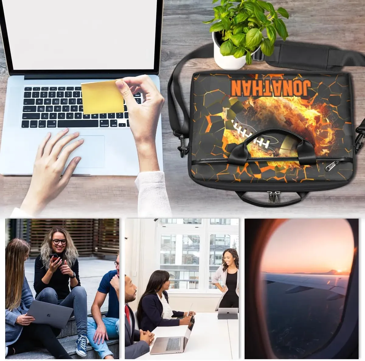 Personalized Soccer Laptop Bag Case Briefcases, Custom Computer Cases for Laptops, Tablet Shoulder Bag Carrying Case