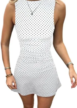 Polka Dot Mini Dress for Women Sleeveless Round Neck Bodycon Flared Hem Casual Summer Outfit 2025