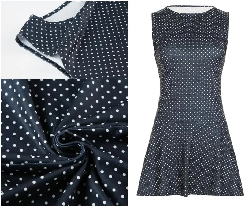 Polka Dot Mini Dress for Women Sleeveless Round Neck Bodycon Flared Hem Casual Summer Outfit 2025