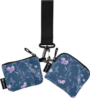 Purple Flowers Vintage Dual Wristlet Wallets for Women Small Portable Change Purse Key Holder with Wristle Strap for Ladies Girls 2 Packs