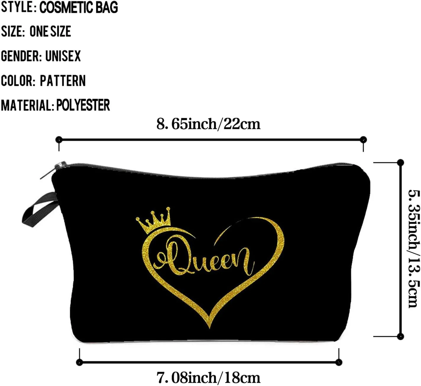 Queen Crown Cosmetic Bag for Women Cute Small Makeup Bag for Purse Travel Toiletry Zipper Pouch for Girls Gift for Sisters Queen Crown Makeup Bag for Her