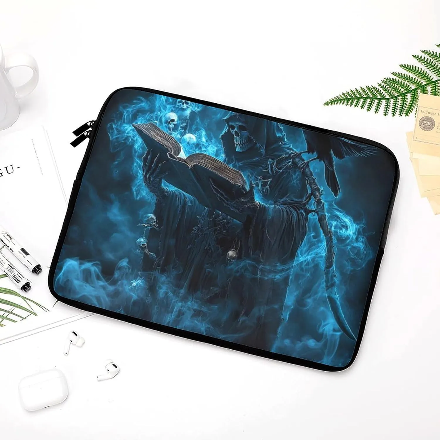 Reaper Madness Smoke Skulls (4) Laptop Case Sleeve Bag 12inch Durable Shockproof Protective Computer Carrying Cover Briefcase