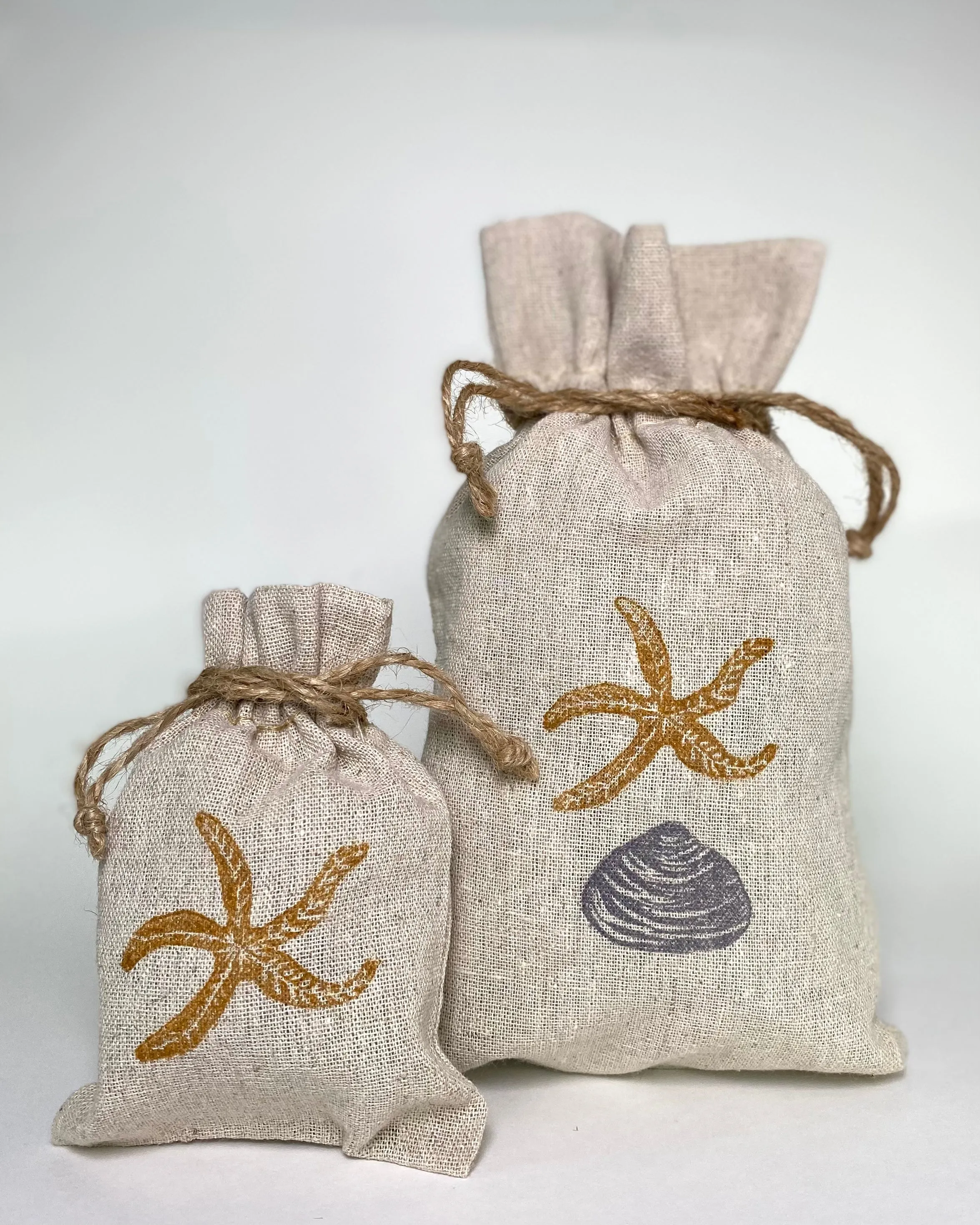Reusable gift bags - Starfish and shells collection