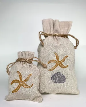 Reusable gift bags - Starfish and shells collection