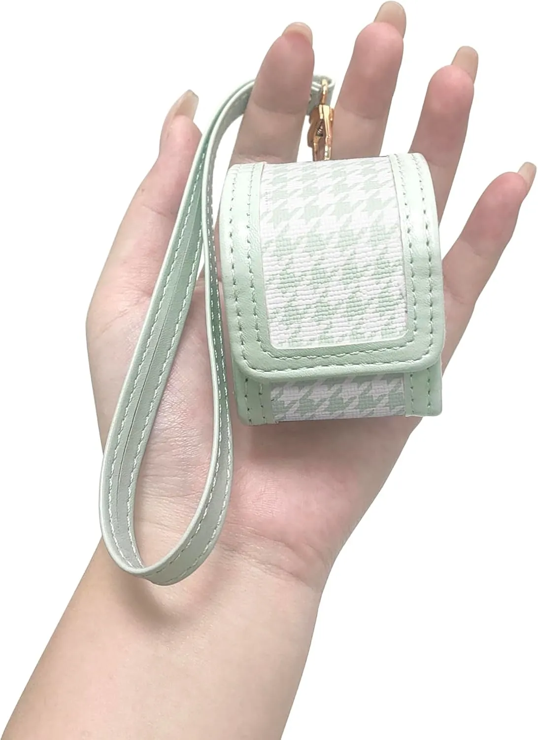 Rieibi Case for Fujifilm Instax Pal, Plaid PU Leather Case for Instax Mini Pal with Wrist Strap, Storage Bag for Fuji Instax Pal and Small Accessories - Green