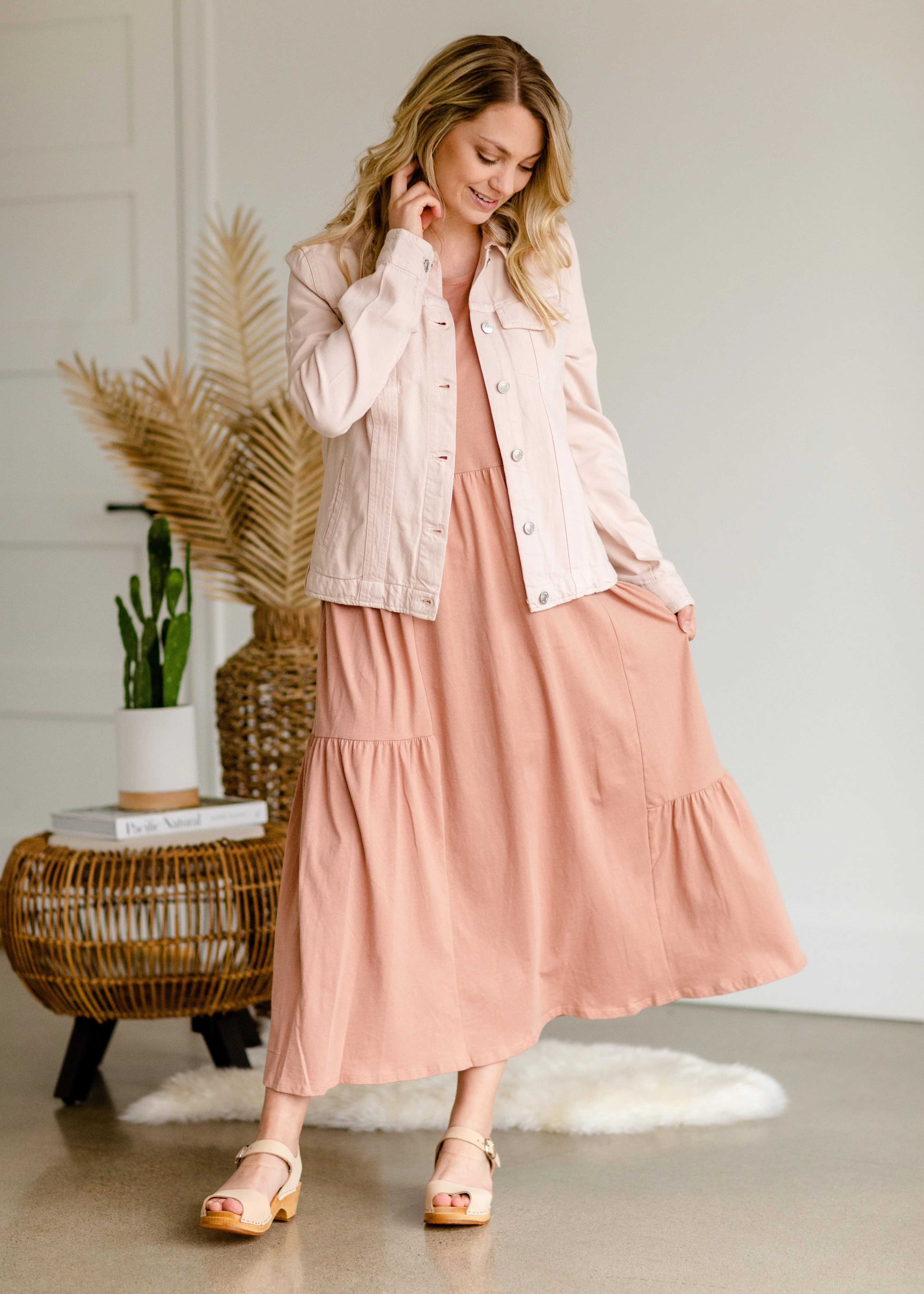Rosewood Peasant Midi Dress