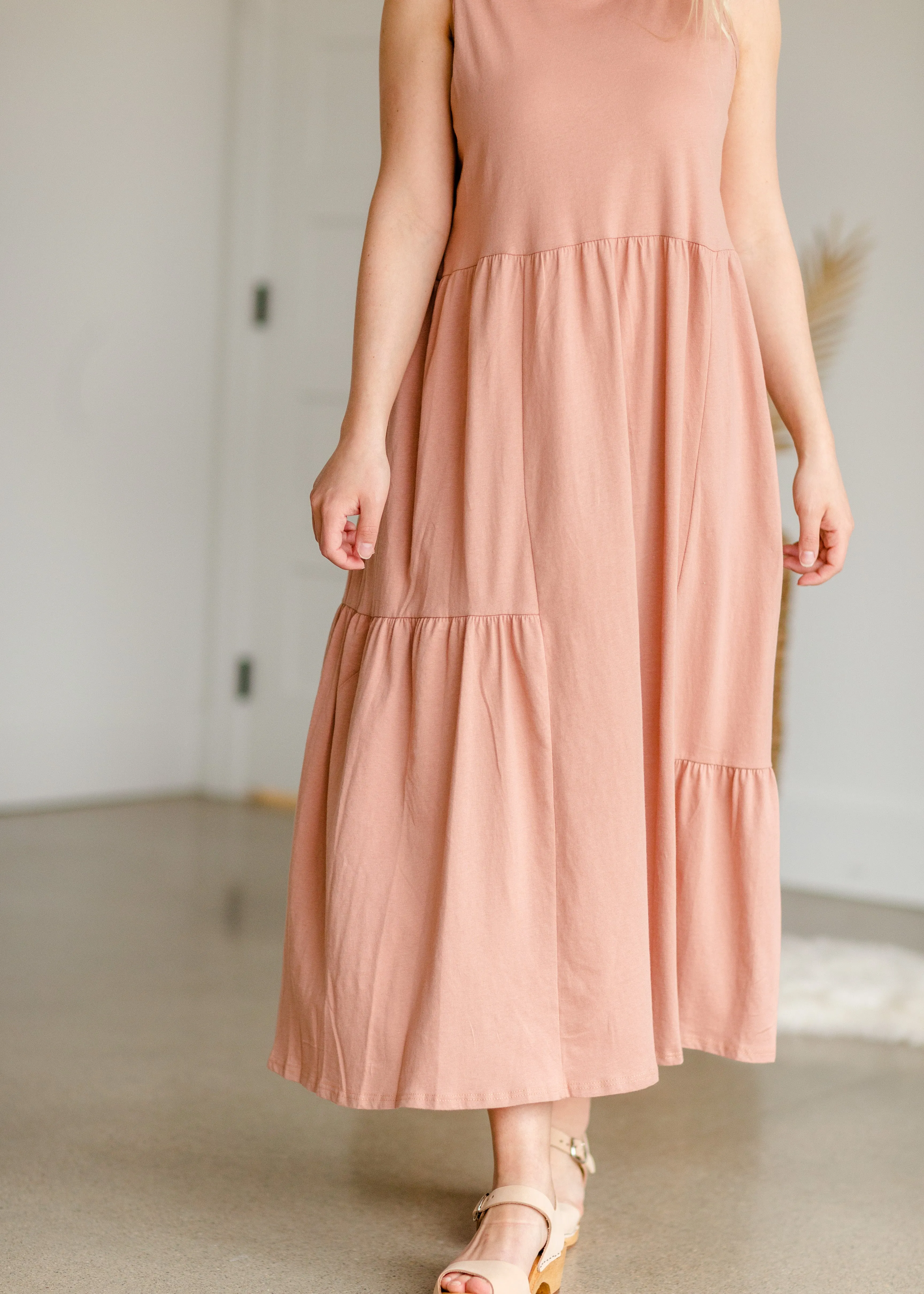 Rosewood Peasant Midi Dress
