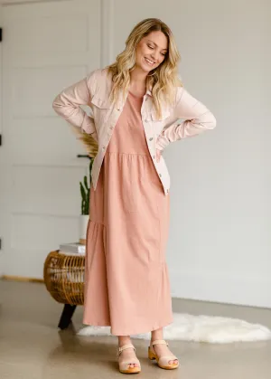 Rosewood Peasant Midi Dress