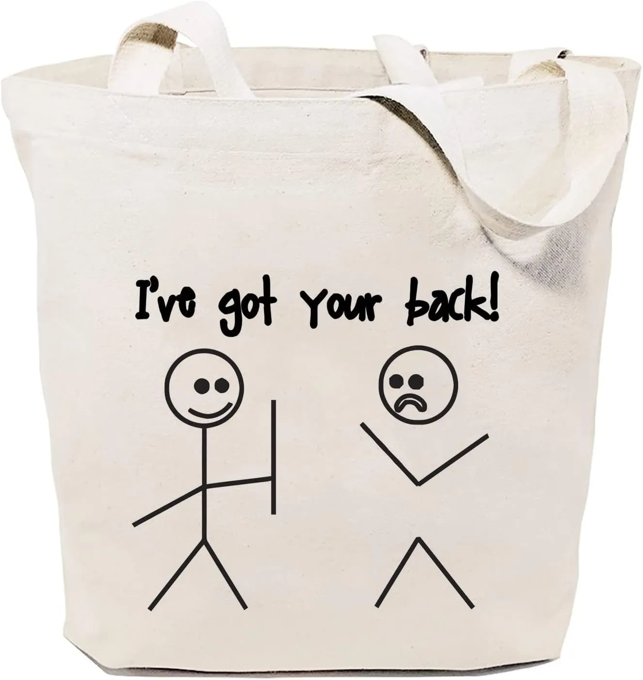 SAUIVD I've Got Your Back Canvas Tote Bag Cute Cartoon Graphic Casual Handbag Funny Saying Bag Shopping Bag