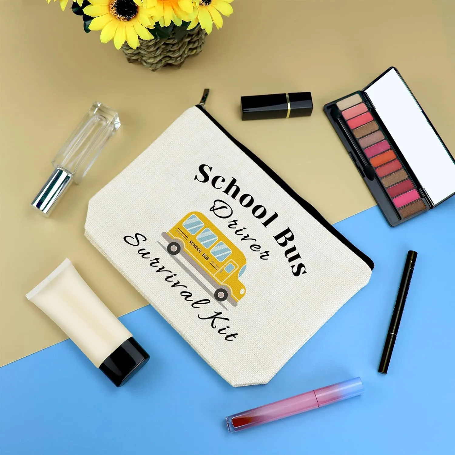 School Bus Driver Appreciation Gifts Makeup Bag Thank You Gift for School Bus Driver Christmas Birthday Graduation Goodbye Retirement Present Cosmetics Bag for Women Travel Zipper Toiletries Pouch