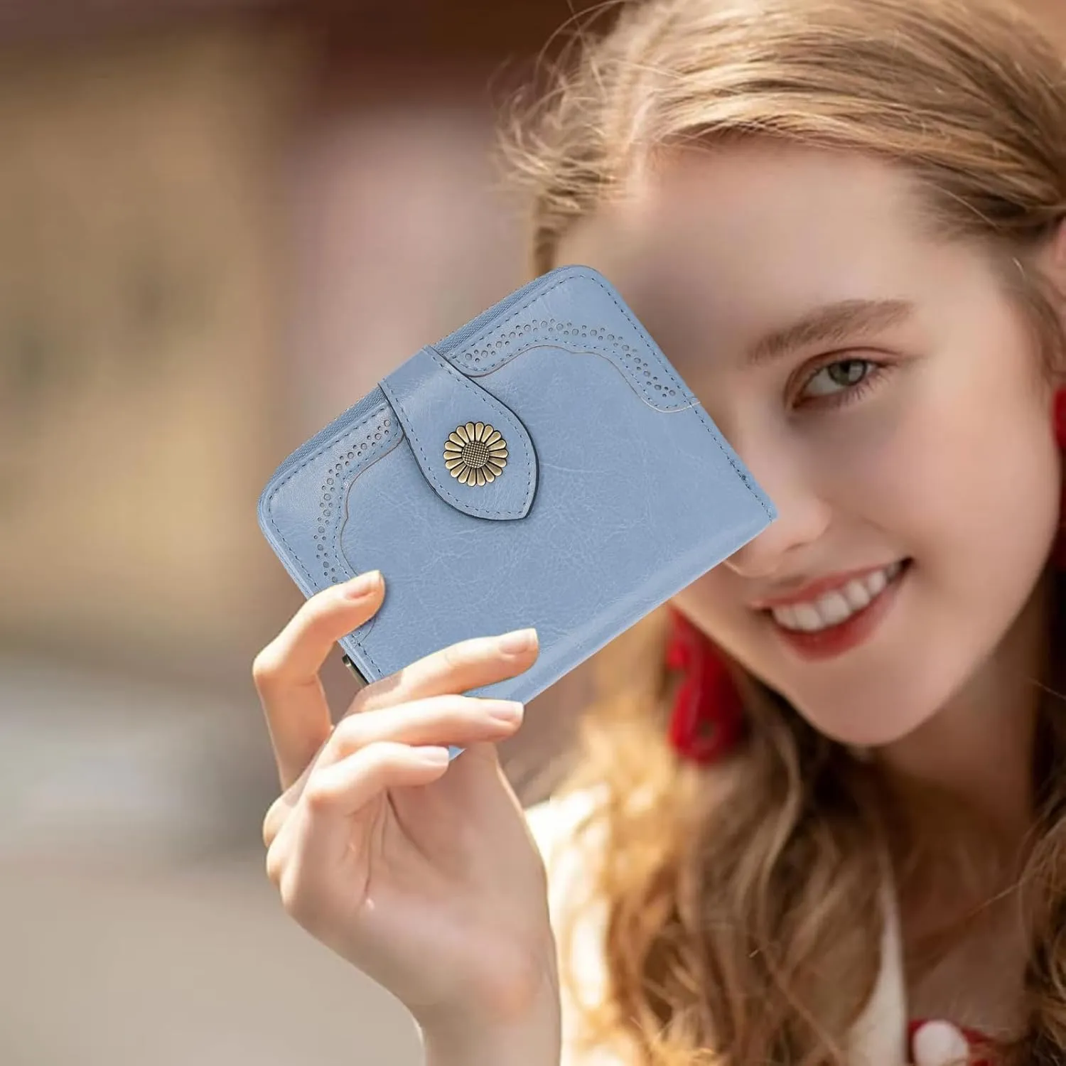 SENDEFN Small Womens Wallet Leather RFID Blocking with Multiple Card Slots and Zipper Coin Pocket