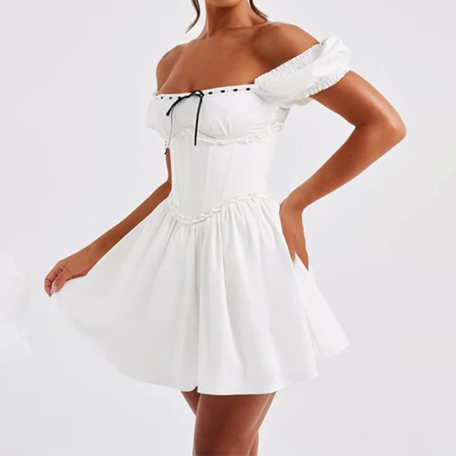 Short Graduation Dress for Women Y2k Summer Spaghetti Strap Coquette Corset Dress Backless Flowy Mini Dresses
