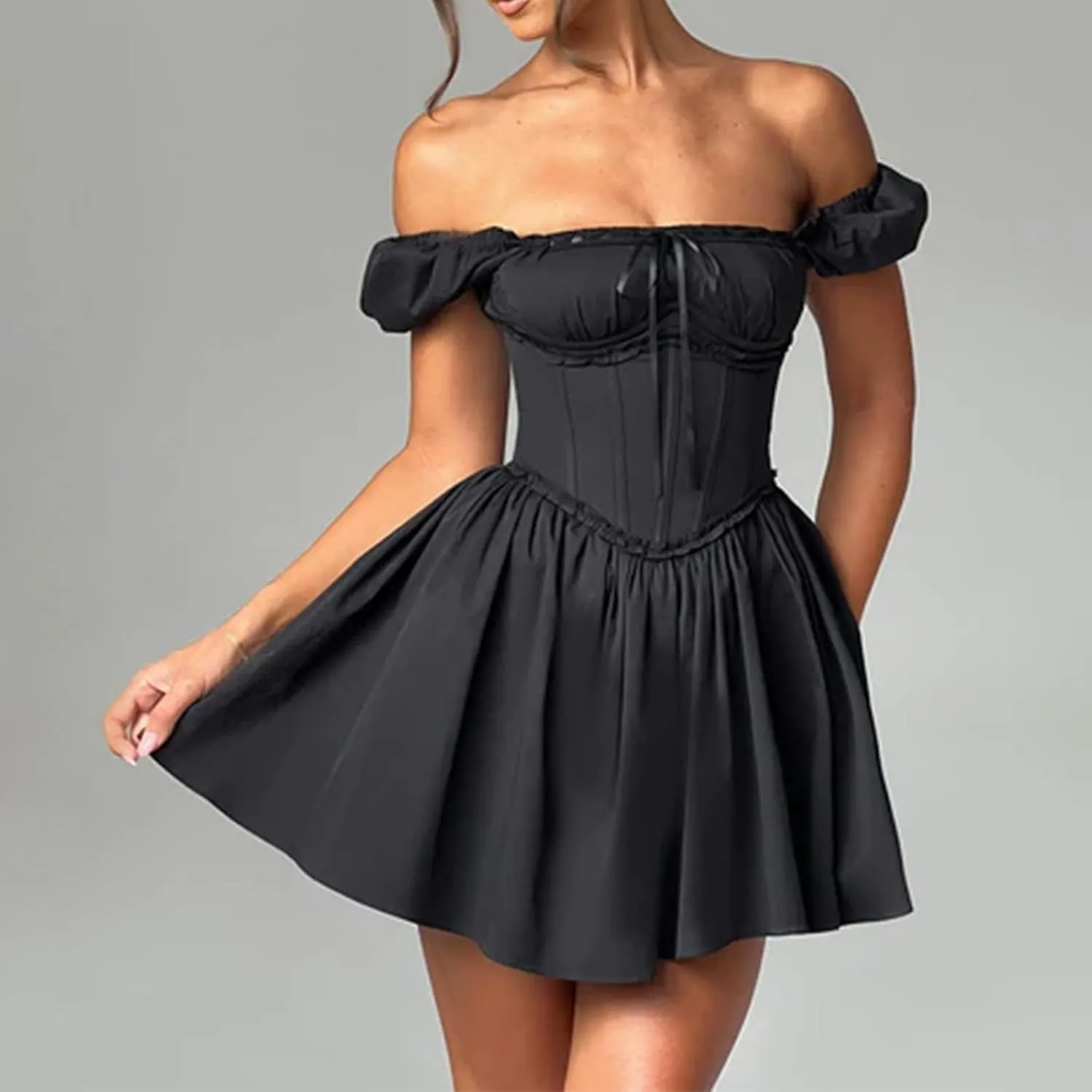 Short Graduation Dress for Women Y2k Summer Spaghetti Strap Coquette Corset Dress Backless Flowy Mini Dresses