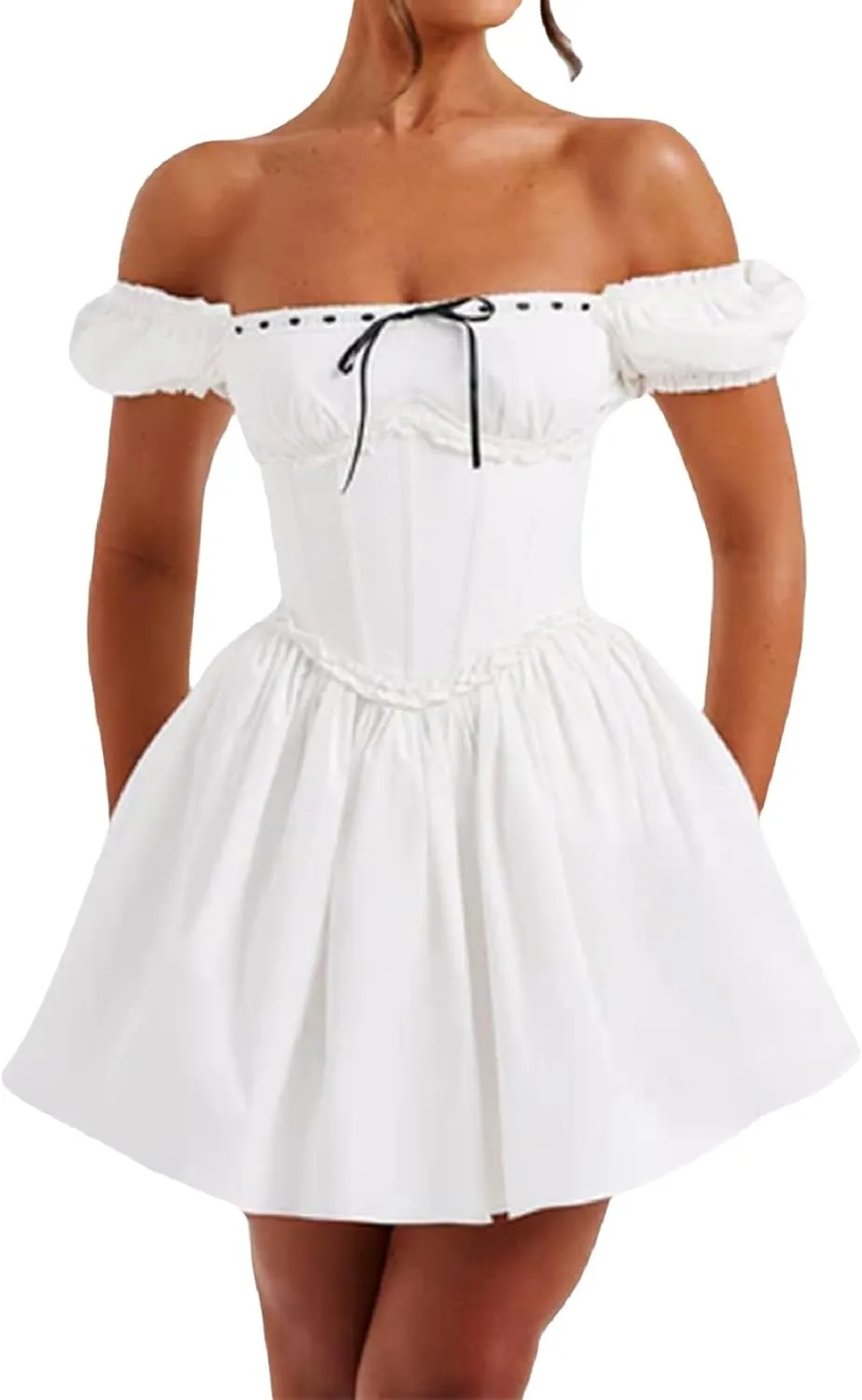 Short Graduation Dress for Women Y2k Summer Spaghetti Strap Coquette Corset Dress Backless Flowy Mini Dresses