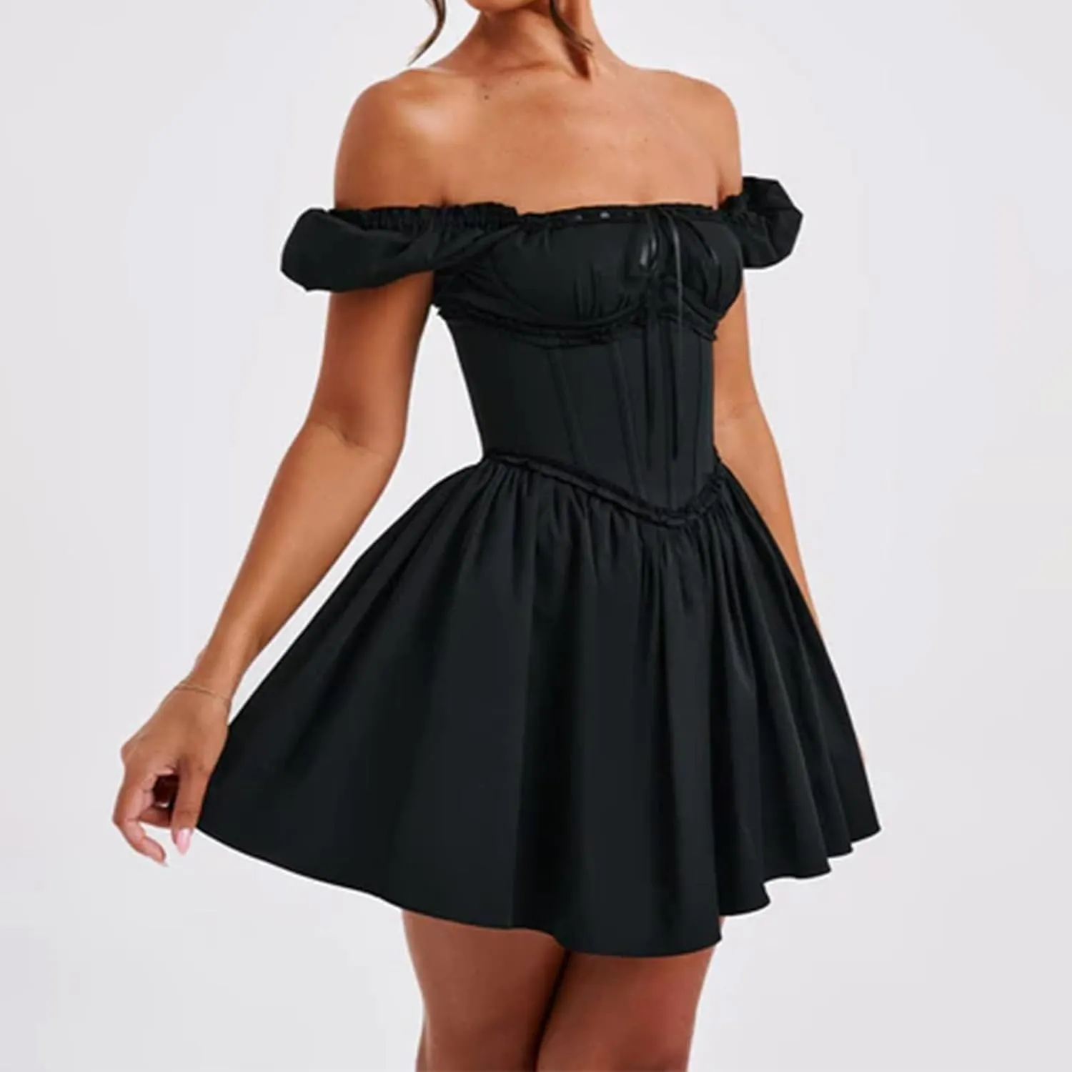 Short Graduation Dress for Women Y2k Summer Spaghetti Strap Coquette Corset Dress Backless Flowy Mini Dresses