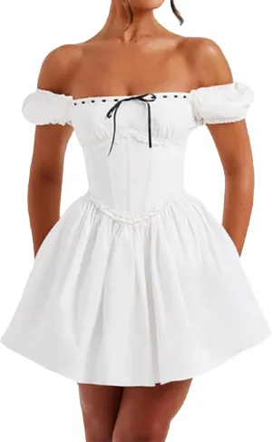 Short Graduation Dress for Women Y2k Summer Spaghetti Strap Coquette Corset Dress Backless Flowy Mini Dresses