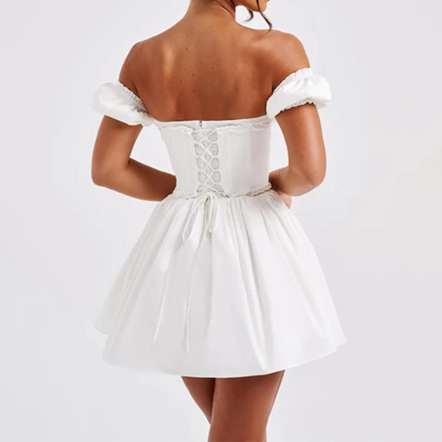 Short Graduation Dress for Women Y2k Summer Spaghetti Strap Coquette Corset Dress Backless Flowy Mini Dresses