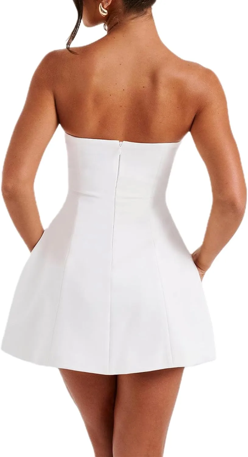 Short Graduation Dress for Women Y2k Summer Spaghetti Strap Coquette Corset Dress Backless Flowy Mini Dresses