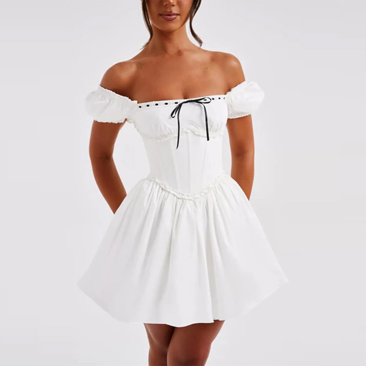 Short Graduation Dress for Women Y2k Summer Spaghetti Strap Coquette Corset Dress Backless Flowy Mini Dresses