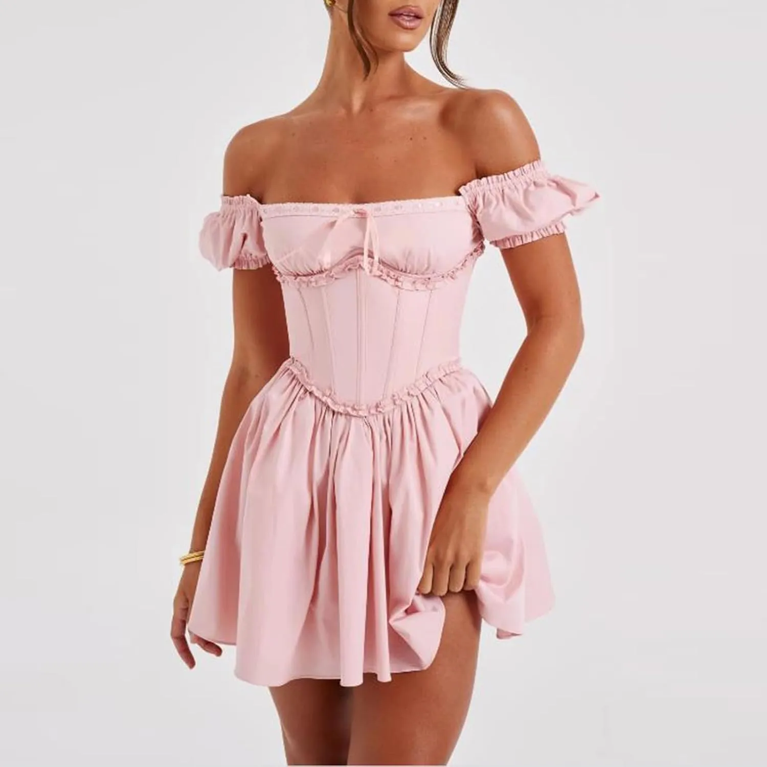 Short Graduation Dress for Women Y2k Summer Spaghetti Strap Coquette Corset Dress Backless Flowy Mini Dresses