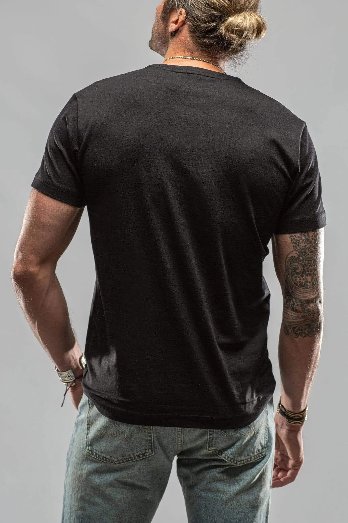 Siena Cotton V Neck Tee In Black