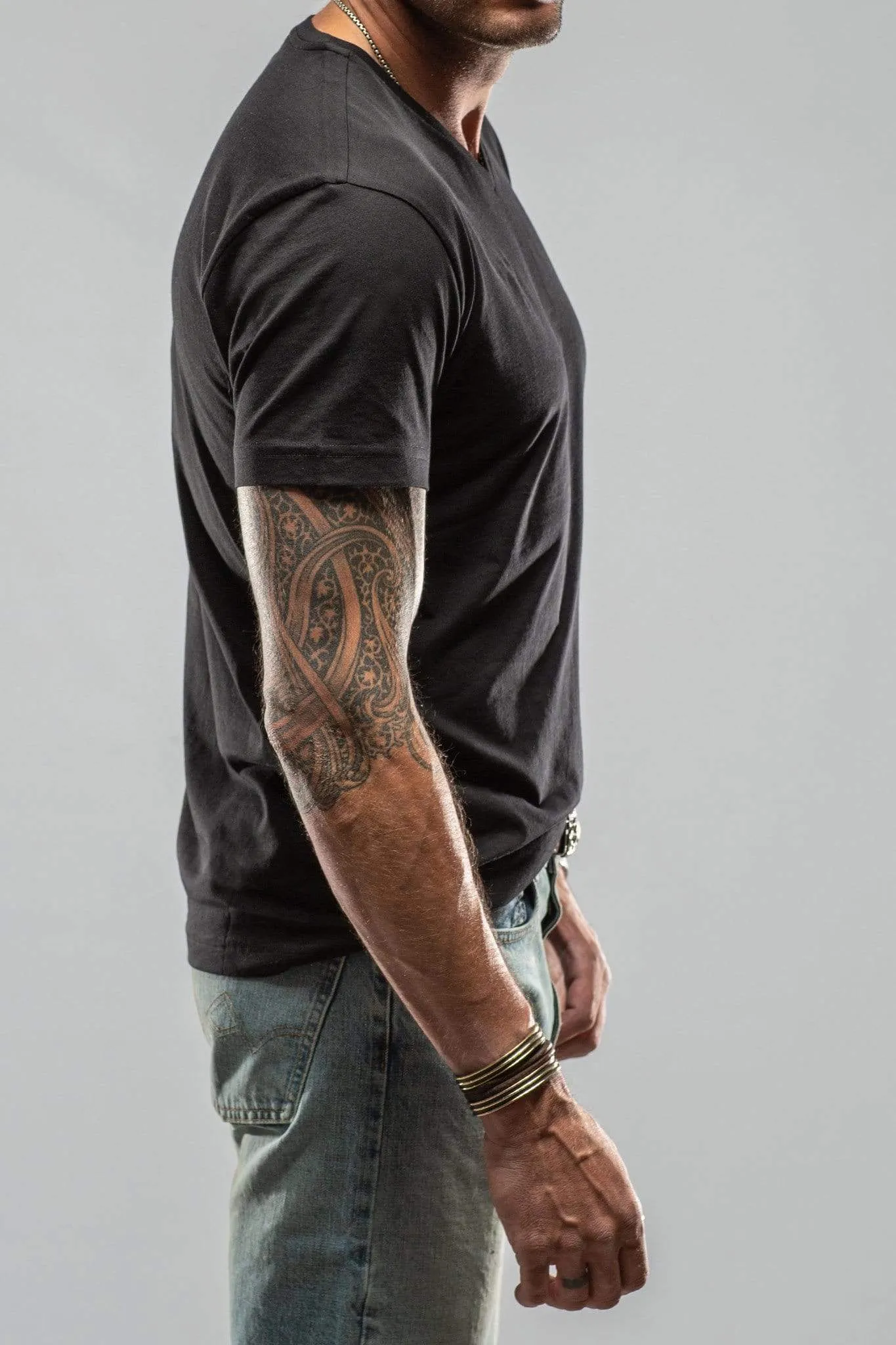 Siena Cotton V Neck Tee In Black