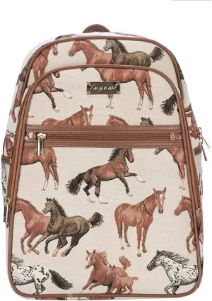 Signare Tapestry Backpack for Women Computer Rucksack Knapsack bookbags for women In Running Horse Design (BKPK-RHOR)