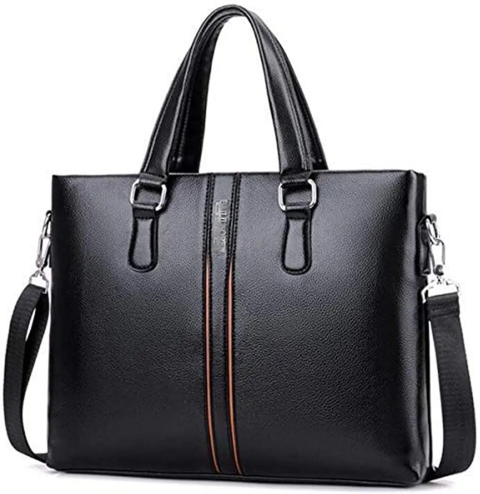Slim Soft Briefcases for Men,Leather Mens Briefcase Laptop Tote Bag with for Files Portfolio