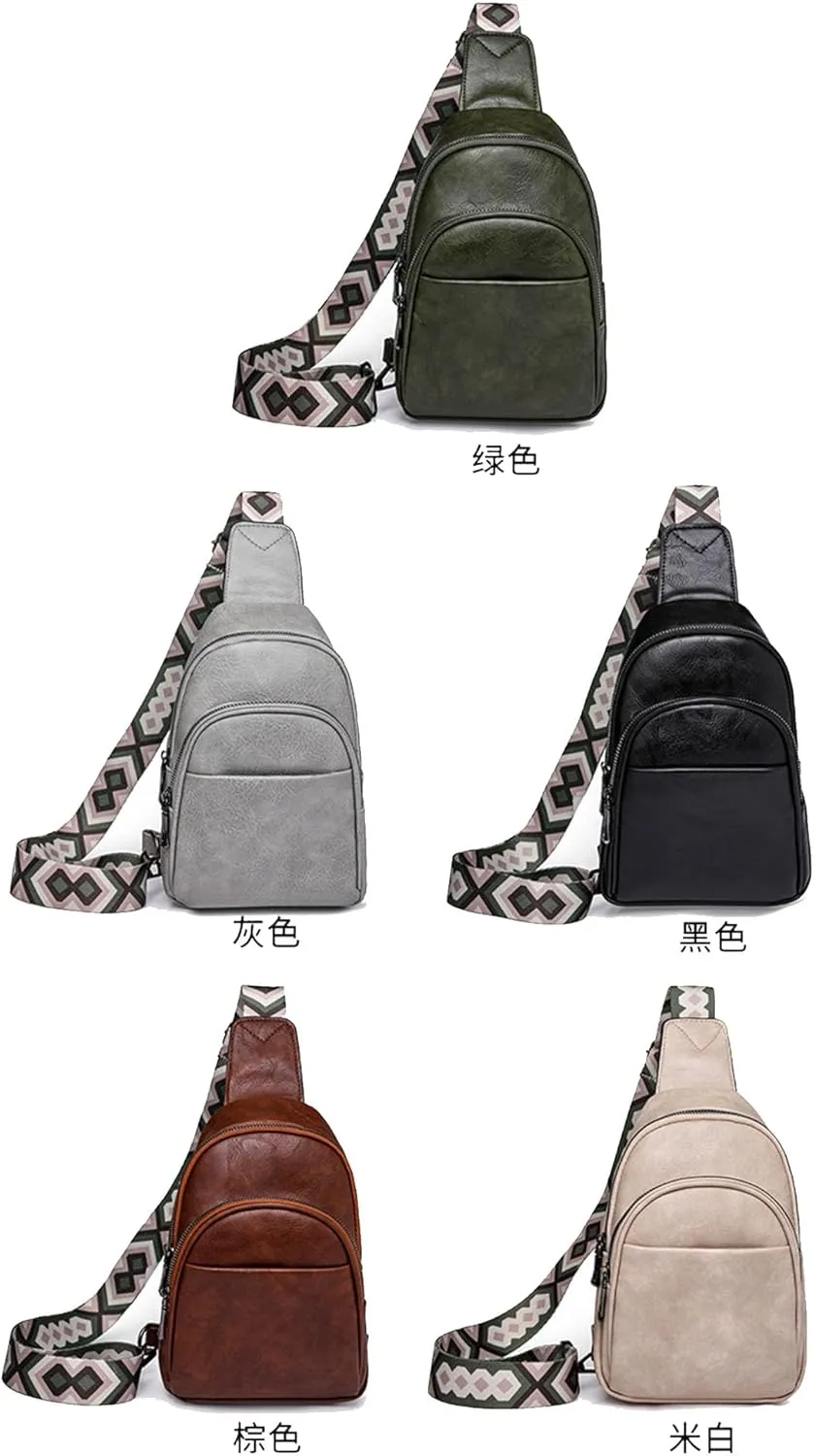 Small Sling Bag for Women Crossbody Bags Leather Fanny Packs Chest Bag Purse Belt Bag Over Shoulder