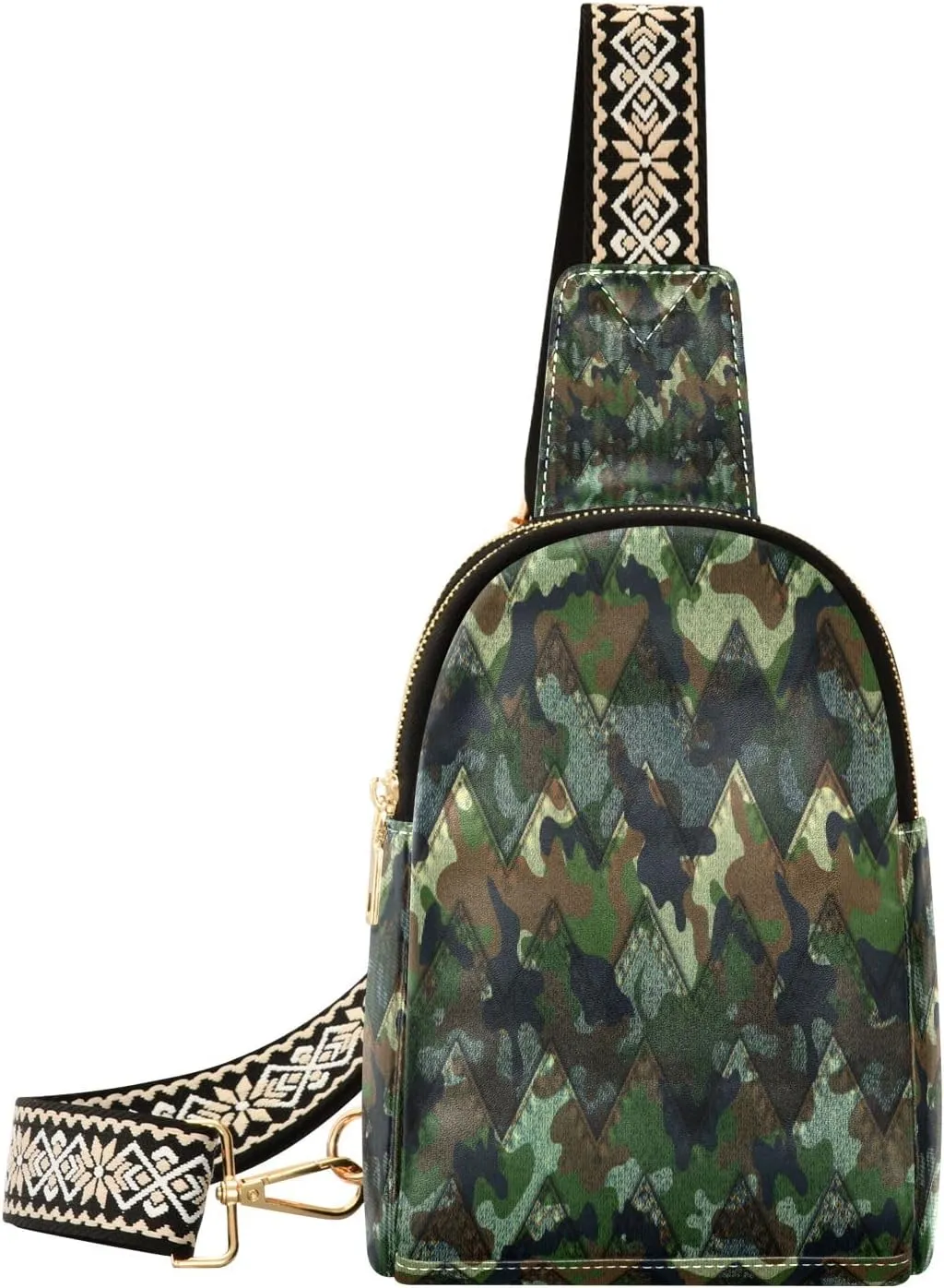 Small Sling Bag Waist Packs Leather Crossbody Packs Chest Bag Camouflage Denim Camo for Women Travel Belt Purse