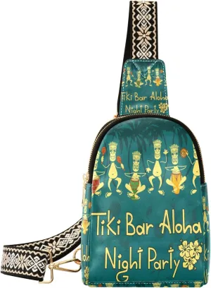 Small Sling Bag Waist Packs Leather Crossbody Packs Chest Bag Tiki Bar Party for Women Travel Belt Purse