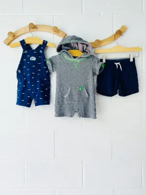 Soft Grey, Navy   Sharks Bundle, 12-18 months