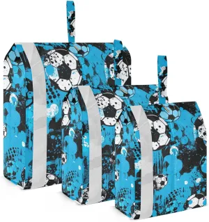 SPRIPORT Blue Sport Soccer Football 3 Set Compression Packing Cubes for Travel Lightweight Luggage Organizer Bags for Carry on Suitcase Luggage Cubes for Vacation Woman Man Clothes