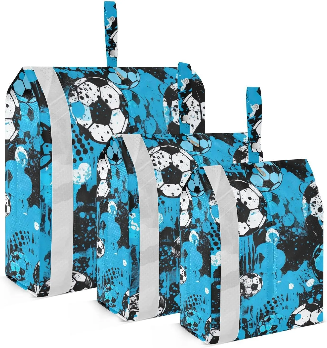 SPRIPORT Blue Sport Soccer Football 3 Set Compression Packing Cubes for Travel Lightweight Luggage Organizer Bags for Carry on Suitcase Luggage Cubes for Vacation Woman Man Clothes