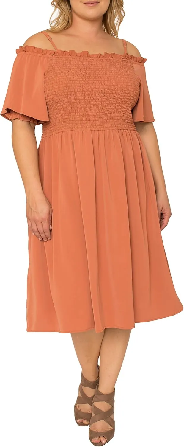 Standards & Practices Women's Plus Size Grey Apron Hem Suiting Shift Midi Dress