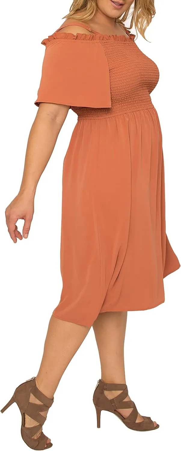Standards & Practices Women's Plus Size Grey Apron Hem Suiting Shift Midi Dress