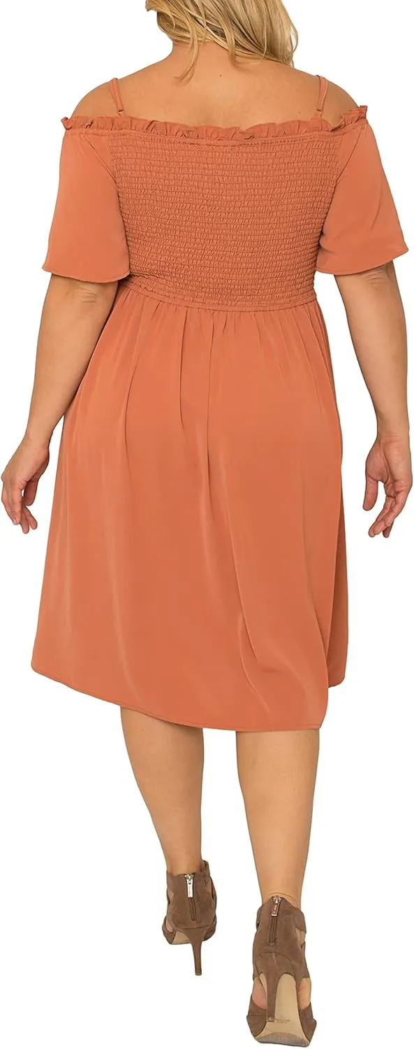 Standards & Practices Women's Plus Size Grey Apron Hem Suiting Shift Midi Dress