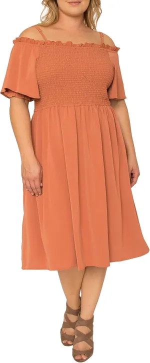 Standards & Practices Women's Plus Size Grey Apron Hem Suiting Shift Midi Dress