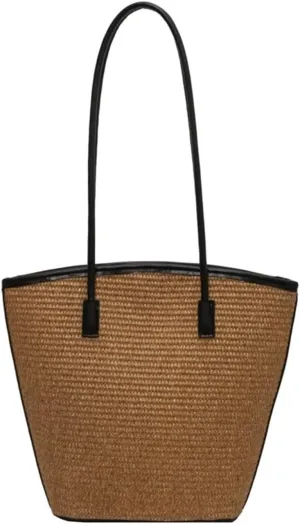 Summer Beach Bags For Women Handmade Rattan Woven Shoulder Bags Large Capacity Straw Bag Handbag 30cm*10cm*26cm