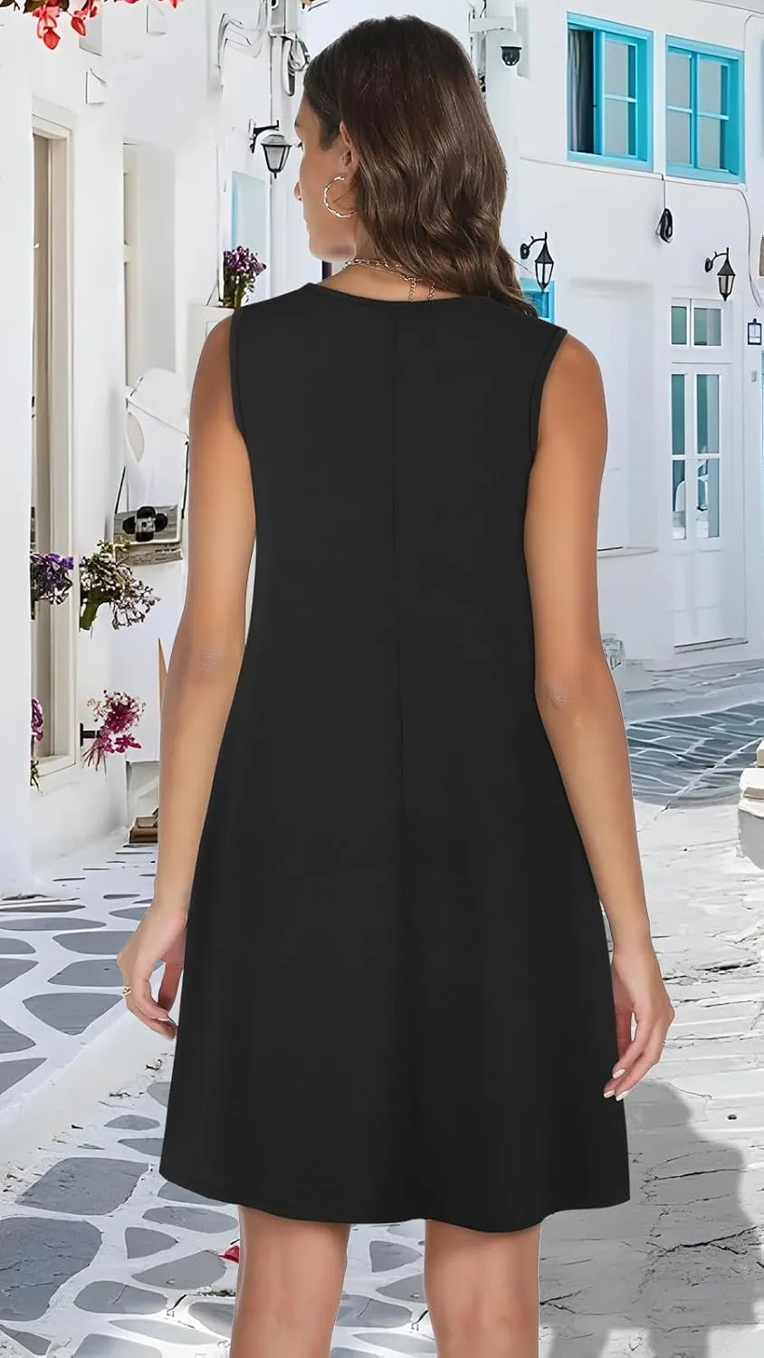 Summer Dresses for Women Casual Sleeveless Sundress Floral Loose Fit Beach Cover Up with Pocket