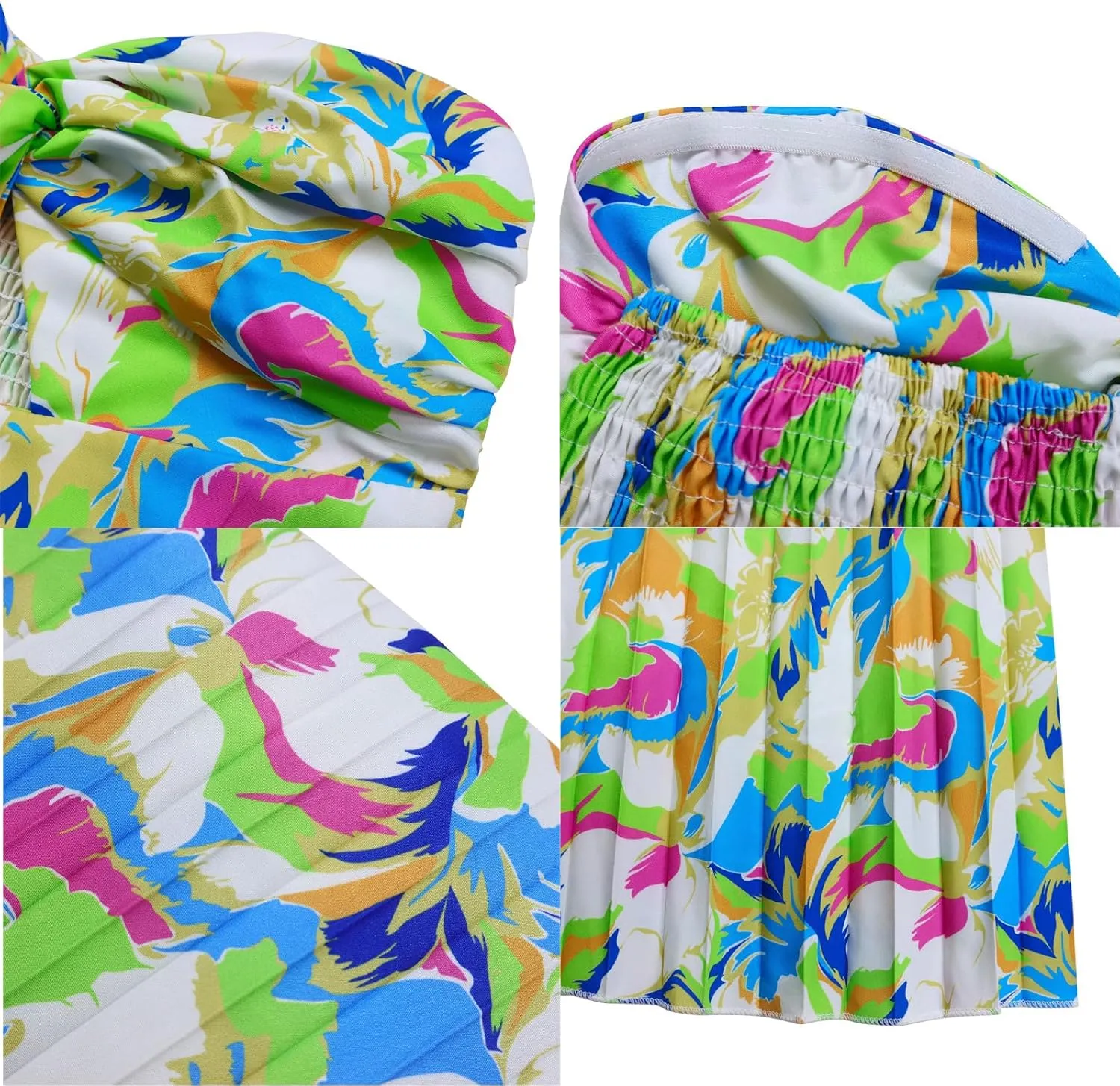 Summer Jumpsuits Women's Sexy Strapless Tube Floral Printed Boho Wide Leg Rompers