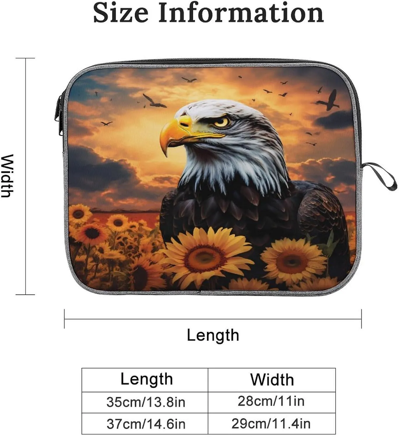 Sunflower Bald Eagle Laptop Case Notebook Case Laptop Sleeve Bag Computer Bag Briefcase Carrying Cover 14inch