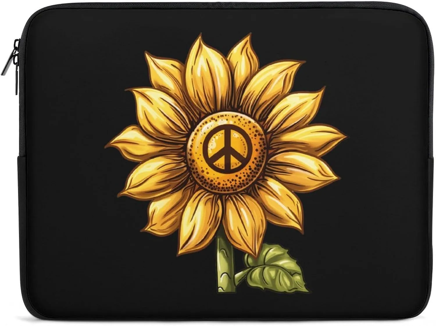 Sunflower Peace Sign Floral Laptop Sleeve Bag Notebook Computer Pocket Case Tablet Briefcase Laptop Carrying Case 15inch